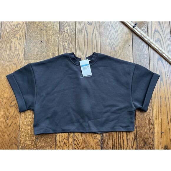 Nike Tops - Nike Tech Fleece Cropped Top Size Medium Womens Black Sportswear Oversized